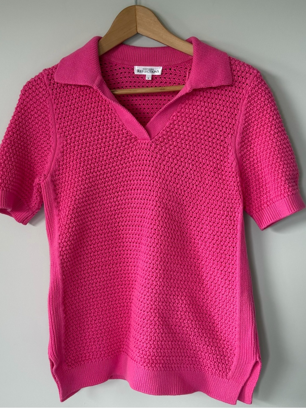 (S) Northern Reflections Hot Pink Short-Sleeve Knit Polo